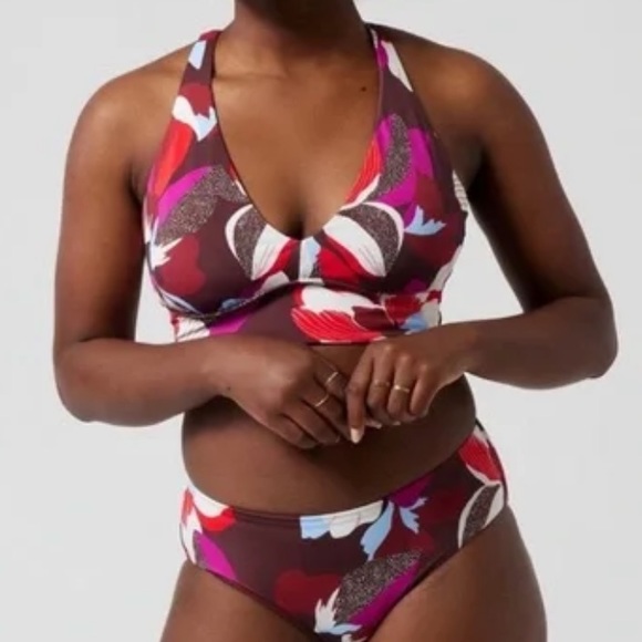 Athleta Other - NWT Athleta Plunge Bikini Top in Hero Bloom Decadent D-DD